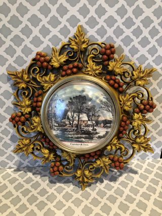 Vintage Domed Currier & Ives Wall Plague - Mcmlxx11 0462 - 12” Diameter