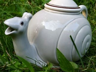 Vintage Fitz & Floyd Ceramic Snail Teapot For One With Lid 1976 Collectible