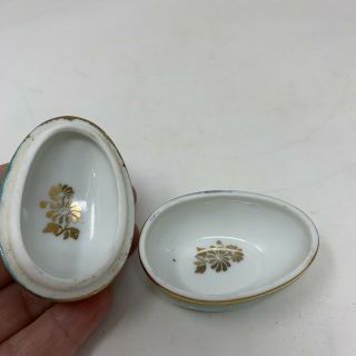 Vintage Limoges France Signed Egg Shape Hinged Porcelain Miniature Trinket Box 3