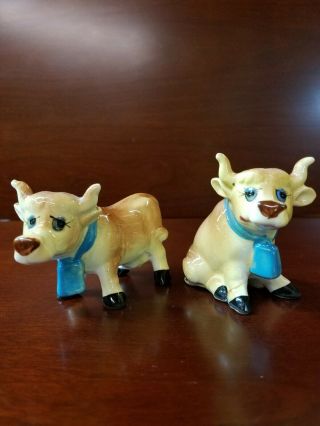 Vintage Salt And Pepper Shakers 1217 Cows With Bells