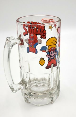 Mario Bros 2 Nintendo 1989 Glass Beer Mug Stein 8 