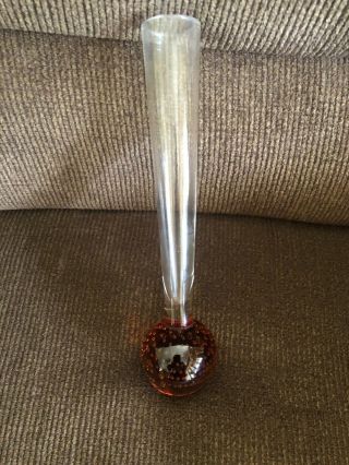 Vintage Clear Glass Bud Vase With A Controlled Bubble Base Brown Color