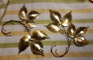 Vintage 2 Homco Home Interior Gold Metal Leaf Wall Plaques Guc