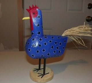 Lulu Herbert Folk Art Painted Rooster Chicken - - Artist Signed - - 9 "