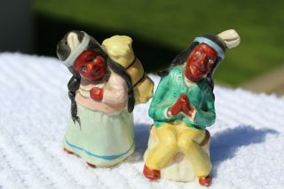 Vintage Indian Man And Woman Salt And Pepper Shakers - Japan