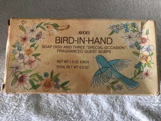 Avon Vintage Bird In Hand Soap Dish And 3 Bird Soaps