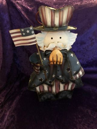Home Interior Uncle Sam Candle Votive Holder Tin Lantern 4th Of July