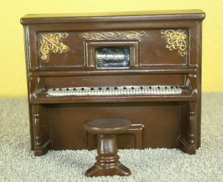 Vintage Player Piano Music Box With Wooden Stool " Somewhere My Love "