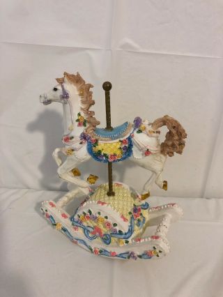 Vintage Musical Rocking CAROUSEL HORSE Ceramic Resin Great Christmas Gift 2