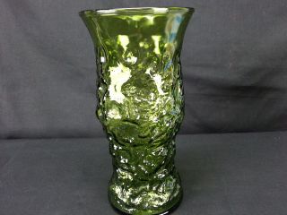 Vintage Textured Green Glass Flower Vase E.  O.  Brody Co.  Cleveland Oh Usa 1950s