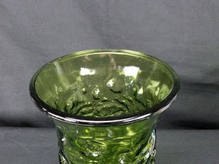 Vintage Textured Green Glass Flower Vase E.  O.  Brody Co.  Cleveland OH USA 1950s 2