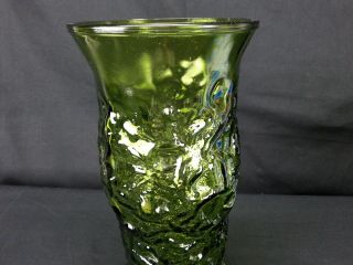 Vintage Textured Green Glass Flower Vase E.  O.  Brody Co.  Cleveland OH USA 1950s 4