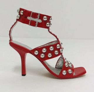 Just The Right Shoe Red Hot By Raine 2001 Red Studded Punk Heel No Box No