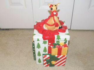 2002 Lenox Rudolph The Red Nosed Reindeer Christmas Present Cookie Jar