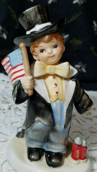 Vintage Lefton Porcelain/ceramic Fourth of July Boy Figurine Japan 2