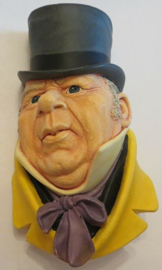 Vintage Bossons Chalkware Head Hand Painted England 1964 Mr Micawber Wall Decor