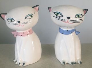 Vintage Holt Howard Cozy Kittens Salt & Pepper Shakers Siamese Cats Mcm 1958