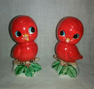 Vintage Norcrest? Red Bird Salt Pepper Shakers Anthropomorphic