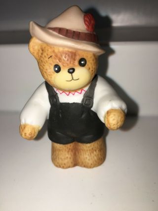 Enesco Lucy Rigg Bears,  Lucy & Me,  Bear,  German Boy Feather Cap Overalls Signed