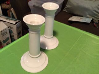 2 - Apilco Porcelain France White Candlestick Candle Holder 6.  75 " Classic