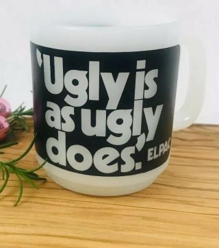 Vintage Glasbake USA Get Ugly Black White Milk Glass Coffee Mug Cup 2