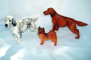 Three Royal Doulton Dog Figurines,  English & Irish Setters & Chow.