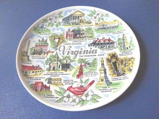 Virginia,  The Dominion State Souvenir Plate,  15 Attractions