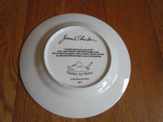 James Thurber Art Collectible Plate Dog reading Book Decorative 2