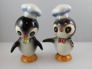 Vintage Penguin Chef Salt & Pepper Shakers Set - Japan - One Broken