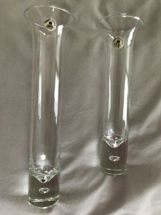 10 " And 8” Set Crown Corning Glass Bubble Vase Hand Crafted Australia Set