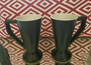 2 Vintage Mcm Chefsware Black Coffee Mugs Twin Peaks Double R Diner David Lynch