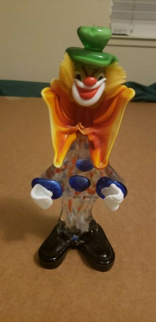 Vintage Murano Italian Blown Glass Clown Smiling 9 "