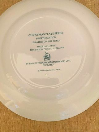 Avon 1975 Christmas Plate Skaters On The Pond 4th Edition Enoch Wedgewood 5