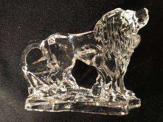 Vintage Crystal Clear Glass Roaring Lion Paperweight Figurine 24 Made In Italy