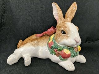 Fitz And Floyd Woodland Santa Reclining Bunny Rabbit Figure