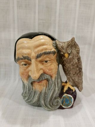 Vintage Royal Doulton " Merlin W/ Owl " Large 7 " Toby Character Mug Jug D6529