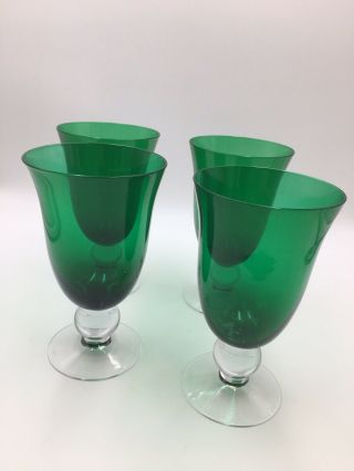 Lenox For The Holidays Holiday Gems Emerald Green Set 4 Ball Stem Goblets 5.  75 "