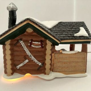 Dept 56 Snow Village Woody ' s Woodland Crafts House Hand Painted Lighted Ceramic 4