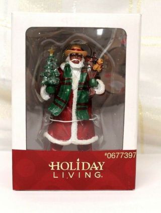 Holiday Living African American Santa Claus Christmas Ornament 0677397