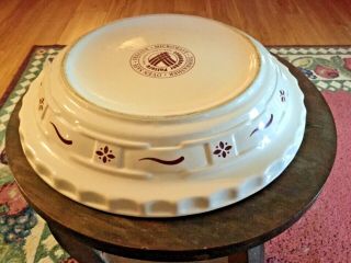 Longaberger Pottery Woven Tradition Ivory / Burgundy Red 10 3/8 " Pie Plate Usa