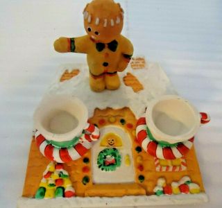 Gingerbread Man House Christmas Tea Set 1994 Miniature Resin