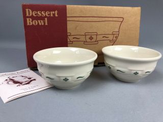 Longaberger Pottery 4 1/4” Small Fruit Dessert Bowl Woven Traditions Green USA 4