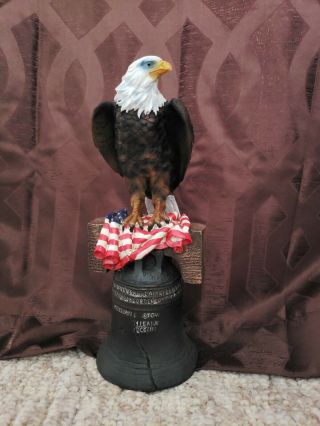 Pre - Owned,  American Bald Eagle On The Liberty Bell With American Flag