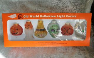 Vintage 6 Old World Halloween Light Covers Glass