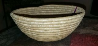 FINE Vintage NATIVE AMERICAN Hand Woven Blonde COILED BOWL w/Design 3
