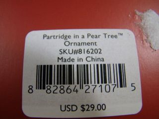 LENOX - PARTRIDGE IN A PEAR TREE - CHRISTMAS ORNAMENT, 3