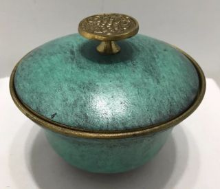 Trinket/candy Dish Turquoise Color Made In Israel 4 1/2” Wide,  5 1/2” Tall