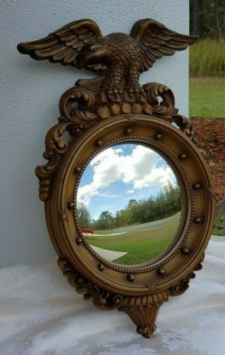 Vintage Eagle Convex Navy Mirror Porthole 16 " Wall Hanging Syroco 4410