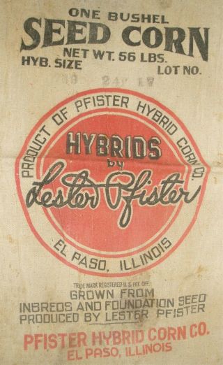 Dc: Hybrid Seed Corn Sack,  Early Pfister,  El Paso,  Illinois