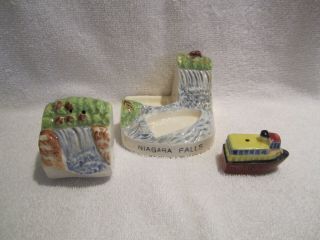 Vintage Niagara Falls with Boat Salt and Pepper Shakers 3 Piece Set 2